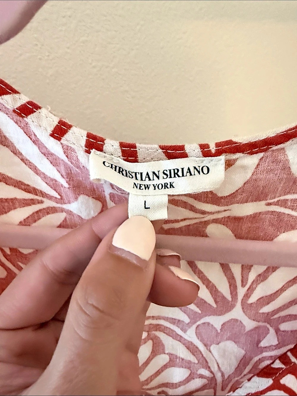 Christian Siriano Floral Tie-Front Crop Shirt in Orange & Cream Size Large - Picture 2 of 5